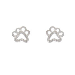 Gianni Argento Sterling Silver Diamond Accent Paw Earrings