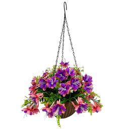 Life-Like Fuchsia in Hanging Plastic Basket