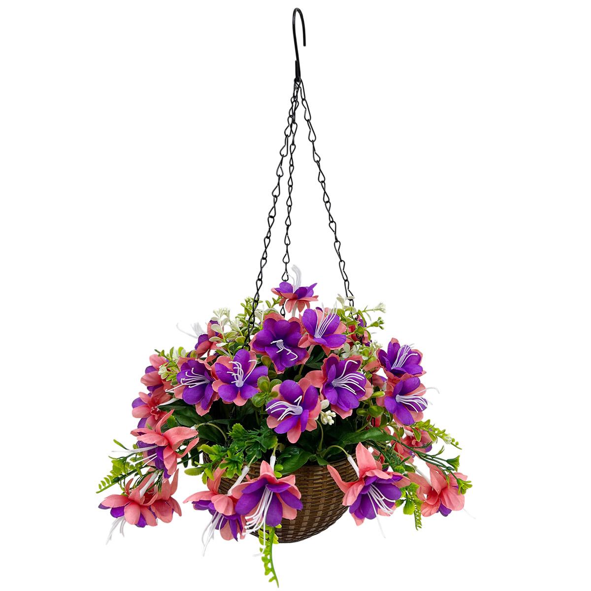 Life-Like Fuchsia in Hanging Plastic Basket