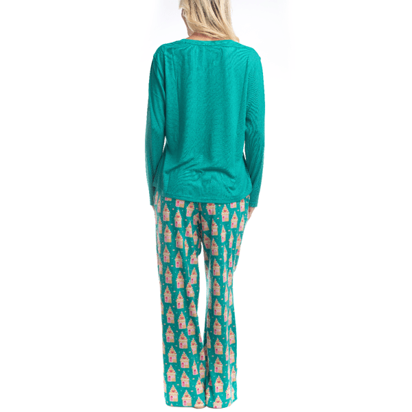 Womens Goodnight Kiss Holiday Pop Up Gingerbread House Pajama Set