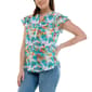 Womens Zac & Rachel Flutter Sleeve Beach Scenic Crepe Blouse - image 3