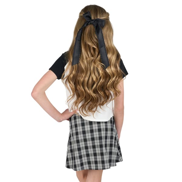 Girls (7-12) Tween Diva Lucky 8 Ball Tee with Plaid Skort Set