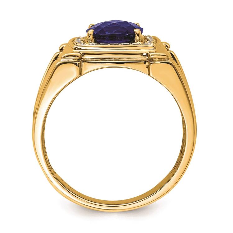 Mens Pure Fire 14kt. Gold Lab Grown Diamond & Sapphire Ring