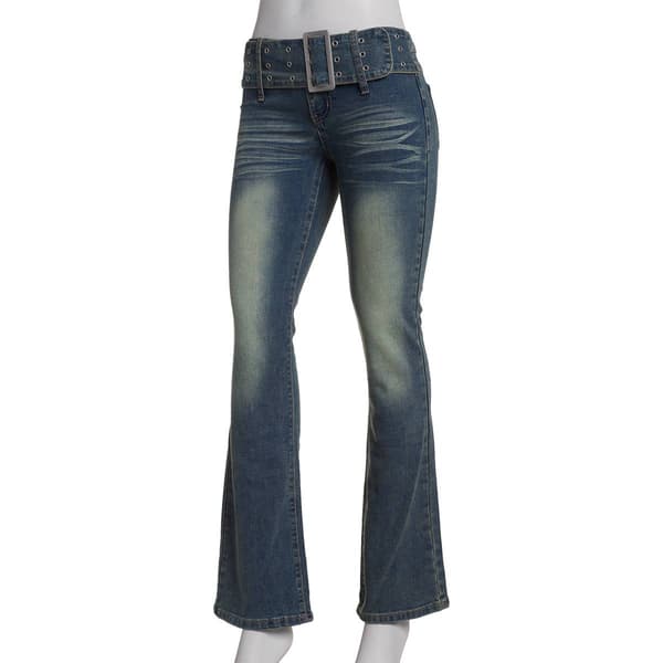 Juniors Madden Girl Belted Bootcut Denim Jeans