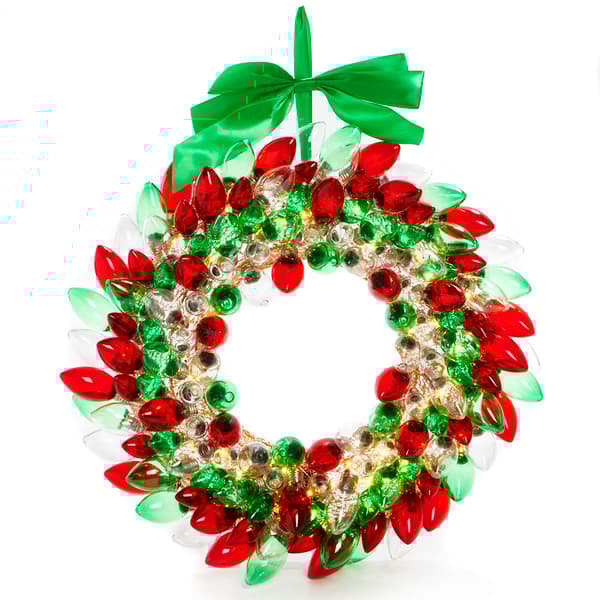 Retro Battery Operated Light Bulb Wreath - image 