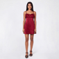 Juniors Crystal Doll Beaded Bodice Satin Fit & Flare Slip Dress - image 1