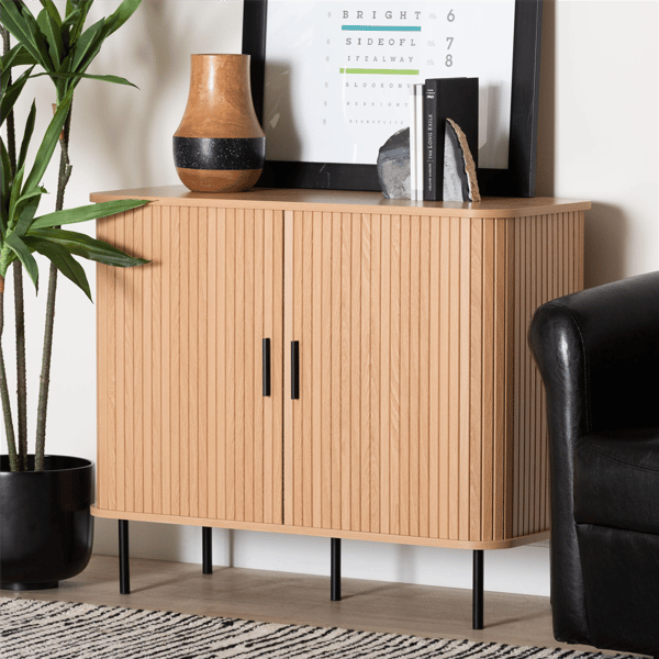 Baxton Studio Lucia Fluted Wood Storage Cabinet