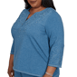 Plus Size Alfred Dunner Provence Floral Soutache Henley Blouse - image 5