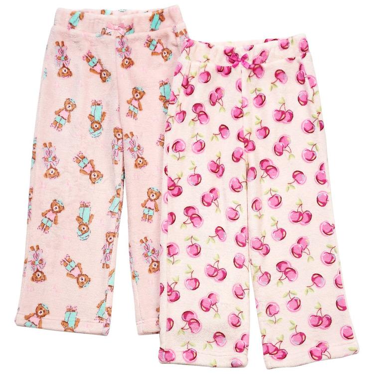 Girls (4-6x) Betsey Johnson 2pk. Cherry/Bears Plush Pajama Pants