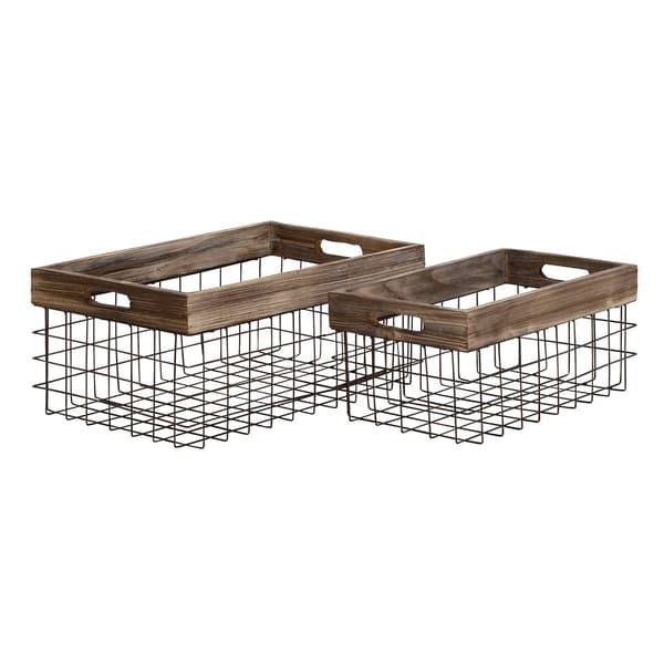 9th &amp; Pike(R) Farmhouse Style Storage Baskets - Set of 2 - image 