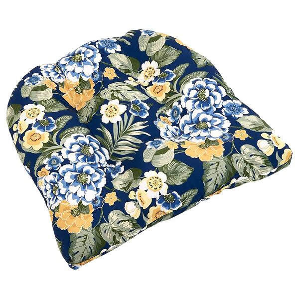 Jordan Manufacturing Outdoor Floral Wicker Chair Cushion - Blue - image 