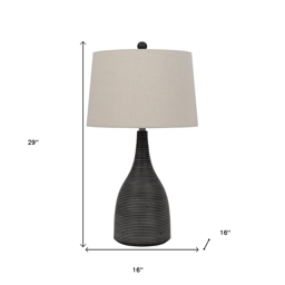 HomeRoots 29in. Black Ceramic Round Table Lamp with Empire Shade