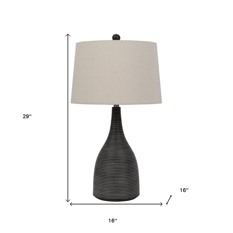 HomeRoots 29in. Black Ceramic Round Table Lamp with Empire Shade