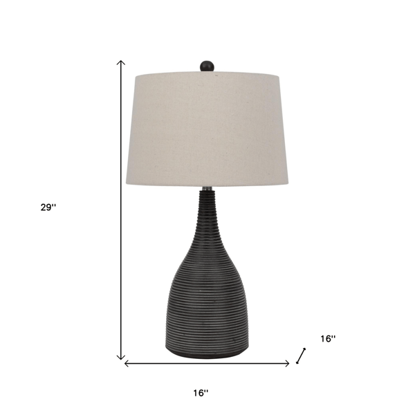 HomeRoots 29in. Black Ceramic Round Table Lamp with Empire Shade