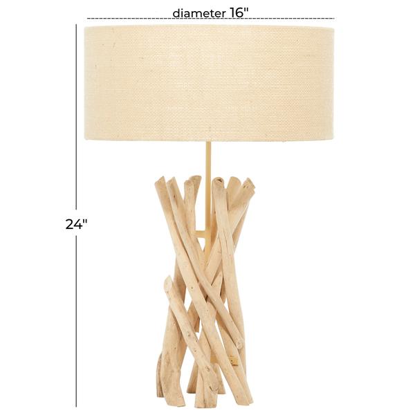 9th & Pike® Beige Wood Rustic Table Lamp
