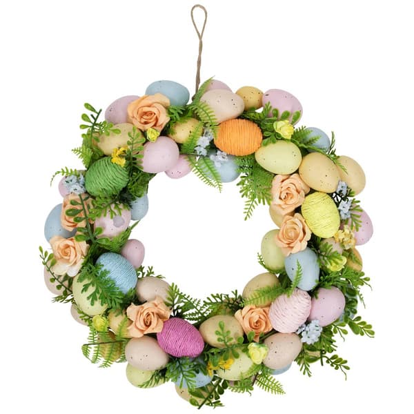 Northlight Seasonal Artificial Floral Easter Egg Spring Wreath - image 
