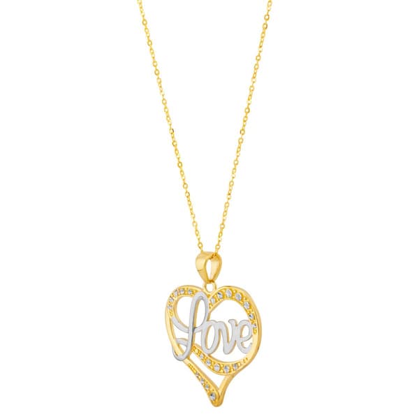 Gold Classics™ Beaded Heart with Love Pendant Necklace