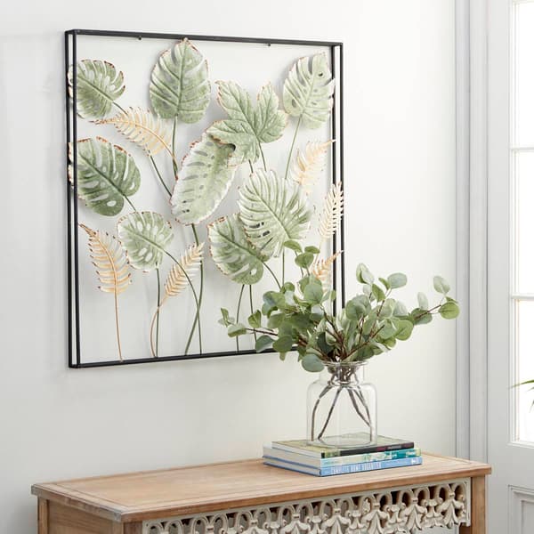 9th & Pike&#174; Green and Yellow Leaves Metal Wall D&#233;cor