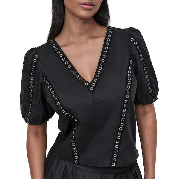 Womens DKNY  Puff Sleeve Grommet Top - image 