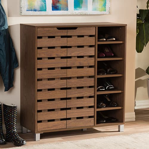Baxton Studio Shirley Open Shelves 2 Door Shoe Cabinet
