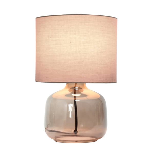 Simple Designs Glass Jar Shape Table Lamp w/Fabric Shade