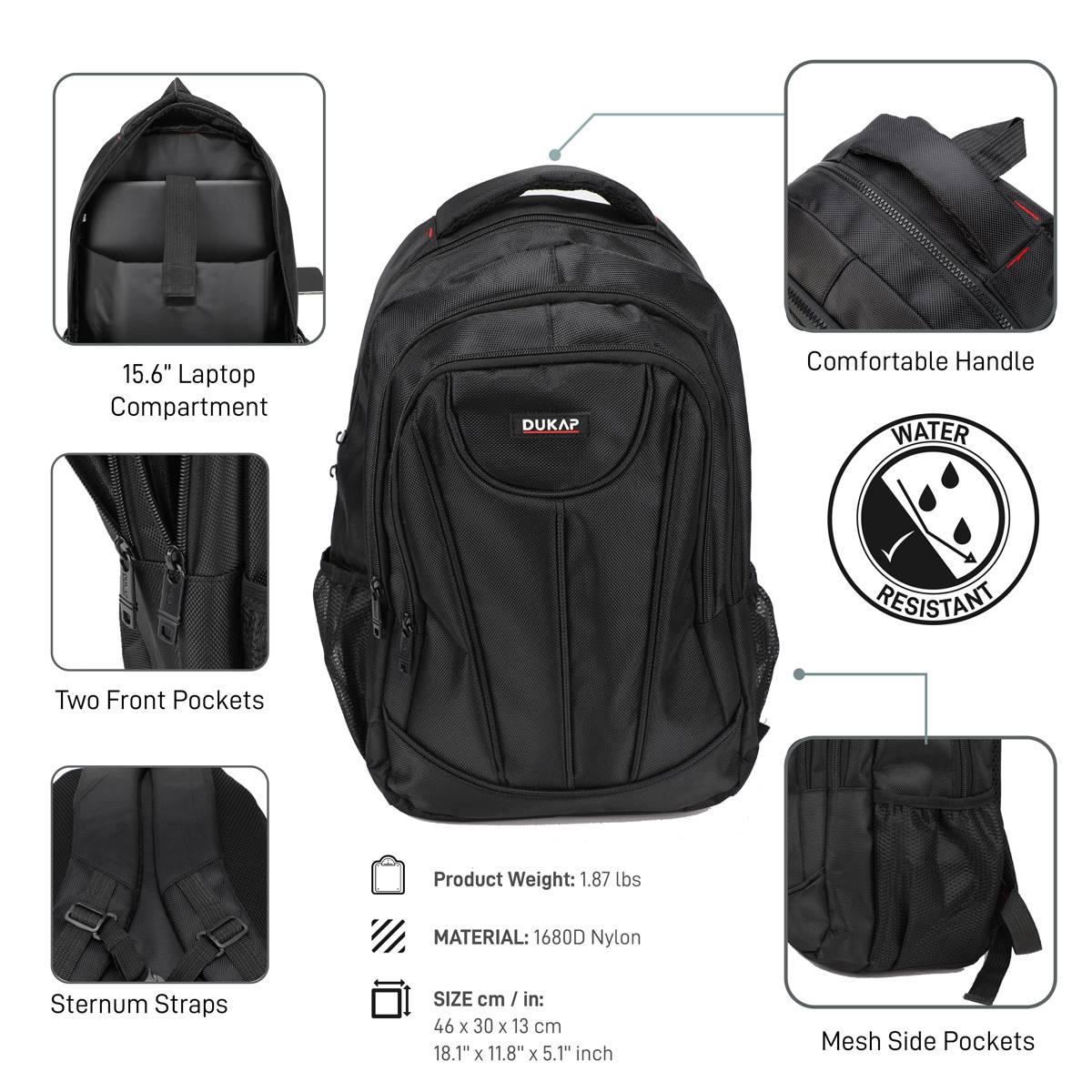 DUKAP Edge Executive Backpack w/ 15.6in. Laptop Pouch