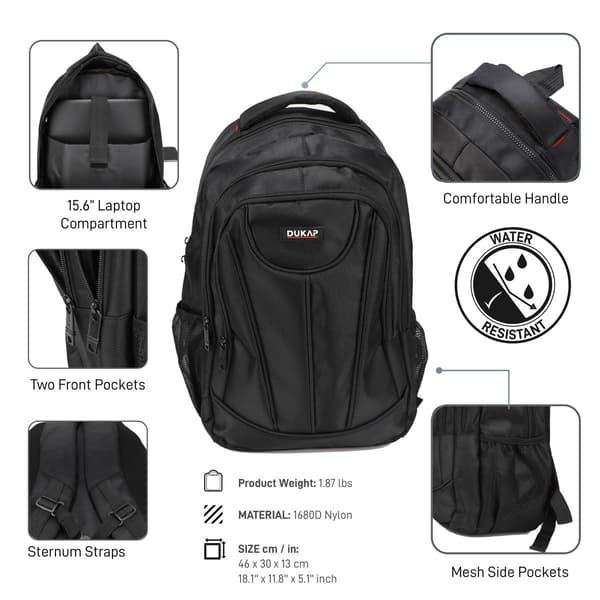 DUKAP Edge Executive Backpack w/ 15.6in. Laptop Pouch