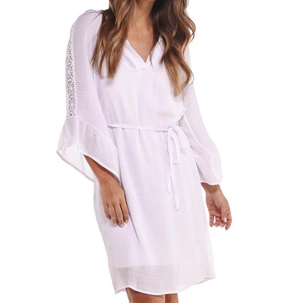 Womens Mlle Gabrielle Bell Sleeve With Lace V-Neck Dress