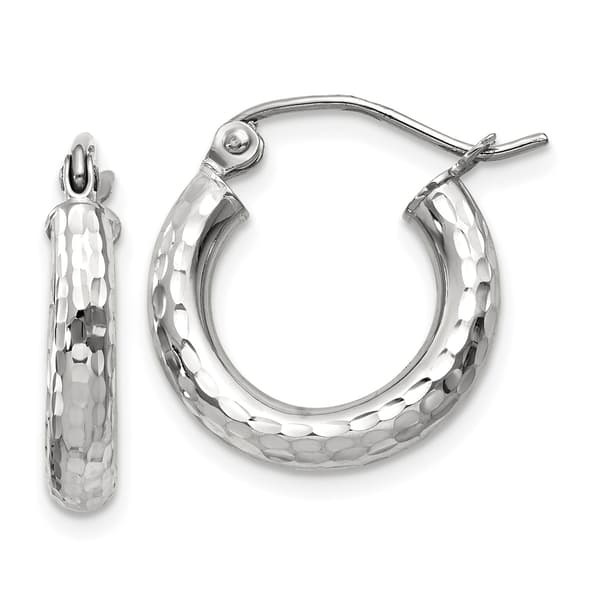 Gold Classics&#40;tm&#41; 14kt. White Gold 16mm Hoop Earrings - image 