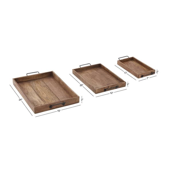 9th & Pike&#174; Small Natural Wooden Trays - Set of 3