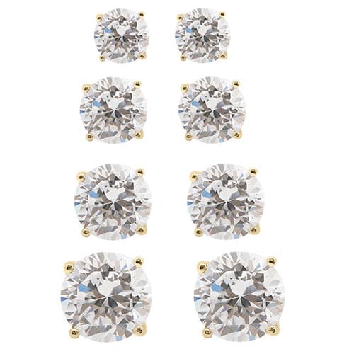 Plated Round Cubic Zirconia Stud Earrings - image 