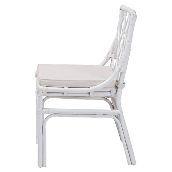 bali & pari Carwyn Bohemian White Rattan Dining Chair