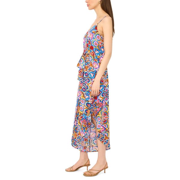 Womens MSK Sleeveless Geometric Mosaic Tie Waist Challis Jumpsuit