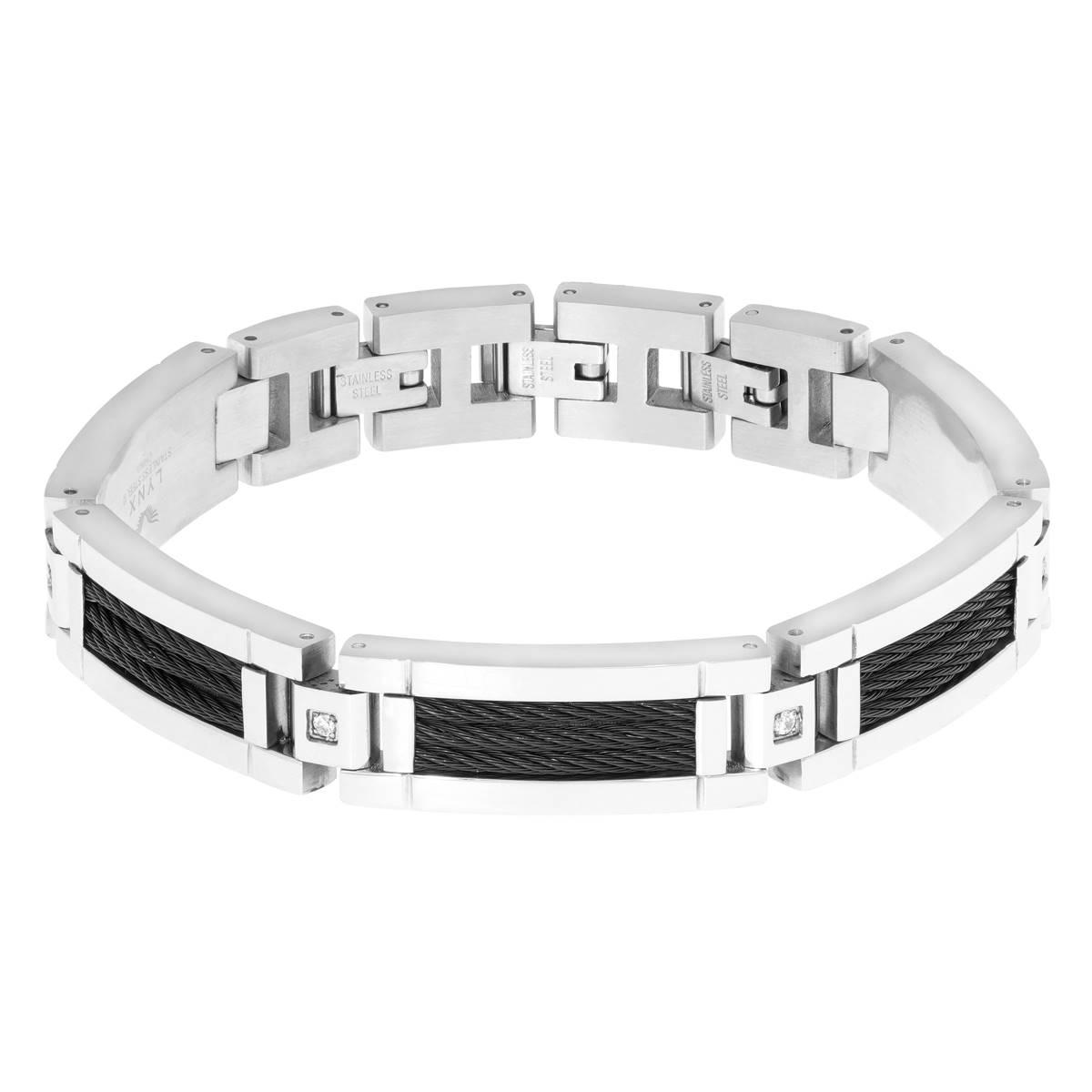 Mens Lynx Stainless Black Ion-Plating Bracelet