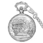Mens Silver Alloy Engraved Car Pocket Watch - 37742 - image 1