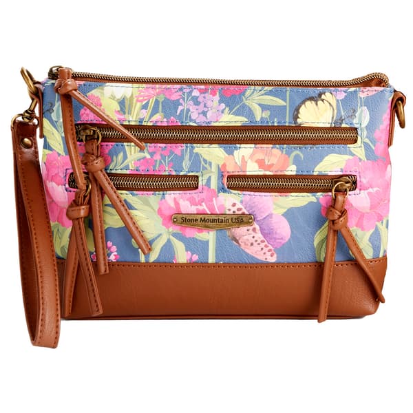 Stone Mountain Primo Floral East/West 4 Bagger Crossbody- Denim - image 