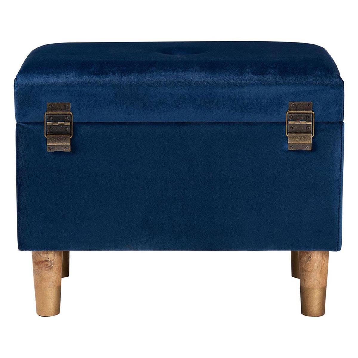 Baxton Studio Elias Modern Navy Velvet Fabric Storage Ottoman