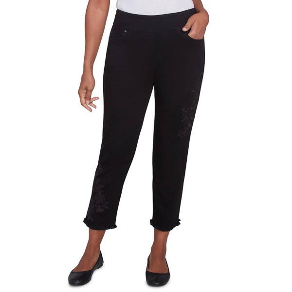 Petite Alfred Dunner Wild At Heart Floral Fringe Ankle Pant - image 