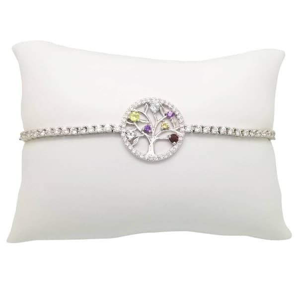 Gianni Argento Silver Plated Multi Gemstone Tree of Life Bracelet - image 