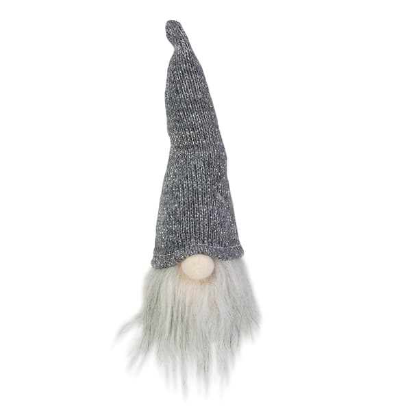 Northlight 8in. Lighted Grey Knit Gnome Head Christmas Ornament - image 