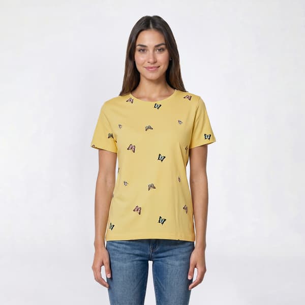 Womens Bonnie Evans Short Sleeve Tossed Butterflies Tee - image 