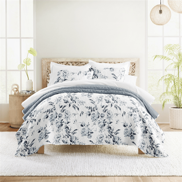 Soft Essentials Ultra Soft Rose Garden Reversible Quilt Set