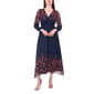 Womens MSK Long Sleeve Print foil Chiffon V-Neck Maxi Dress - image 1