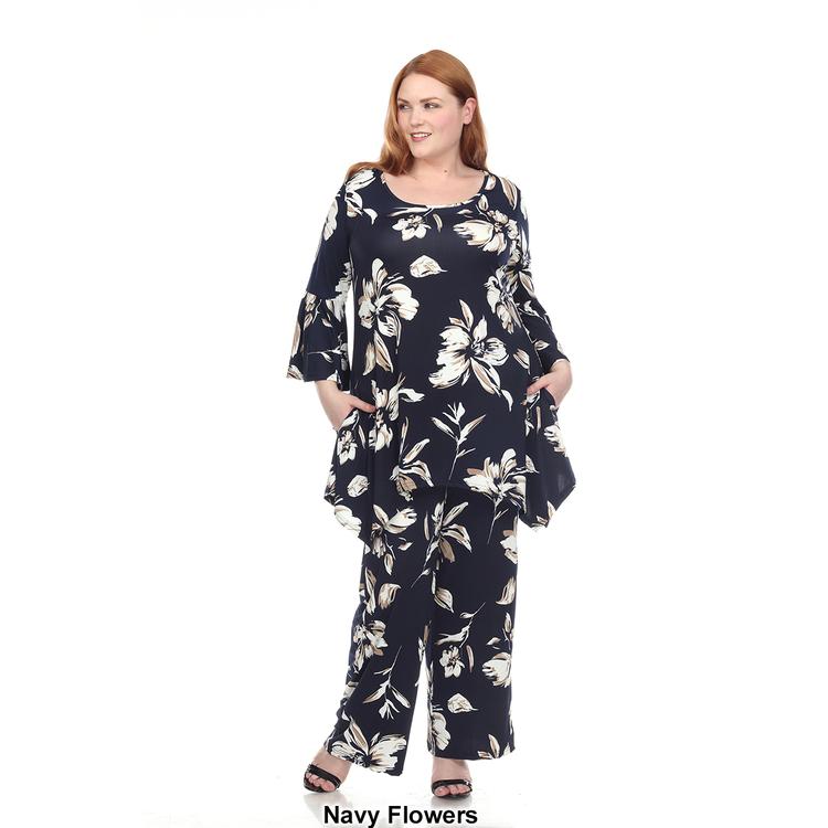 Plus Size White Mark 2 Piece Head To Toe Floral Set