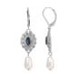 1928 Silver Tone Blue Starburst Crystal Pearl Earrings - image 1