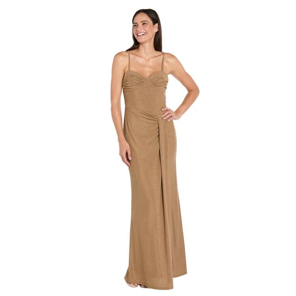 Womens R&M Richards Sleeveless Metallic Side Slit Gown - image 