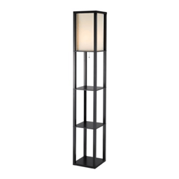 HomeRoots 72in. Solid Wood Column Lamp with Cotton Shade