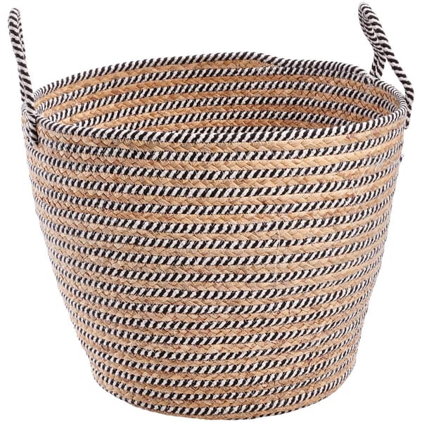 Heritage Medium Black Stripe Rope Hyacinth Hamper - image 