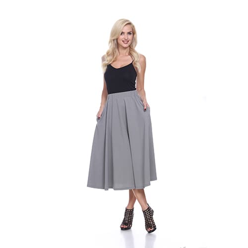 Womens White Mark Flared Midi Skirt - image 