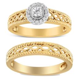 Haus of Brilliance 14kt. Gold 1/5ctw. Round Diamond Bridal Set